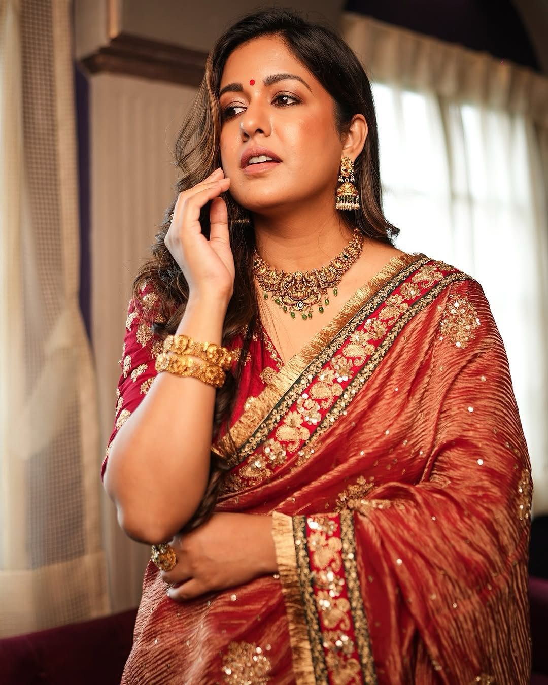 Royal Red Banarasi Crush Silk Saree – A Classic Drape with Modern Detailing Timeless. Traditional. Truly Banarasi.