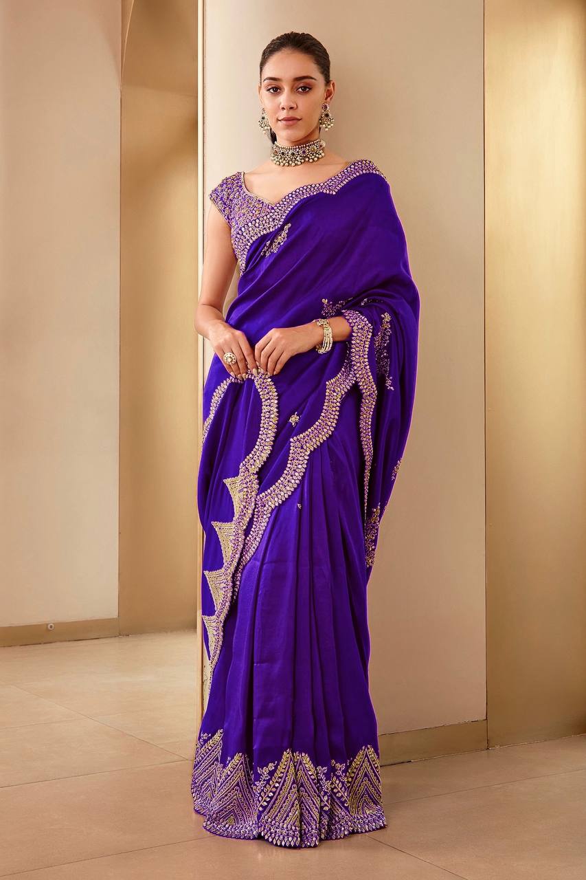 Royal Purple Two-Tone Vichitra Silk Saree Rajasthani Elegance with Modern Charm Regal. Radiant. Rooted in Culture.