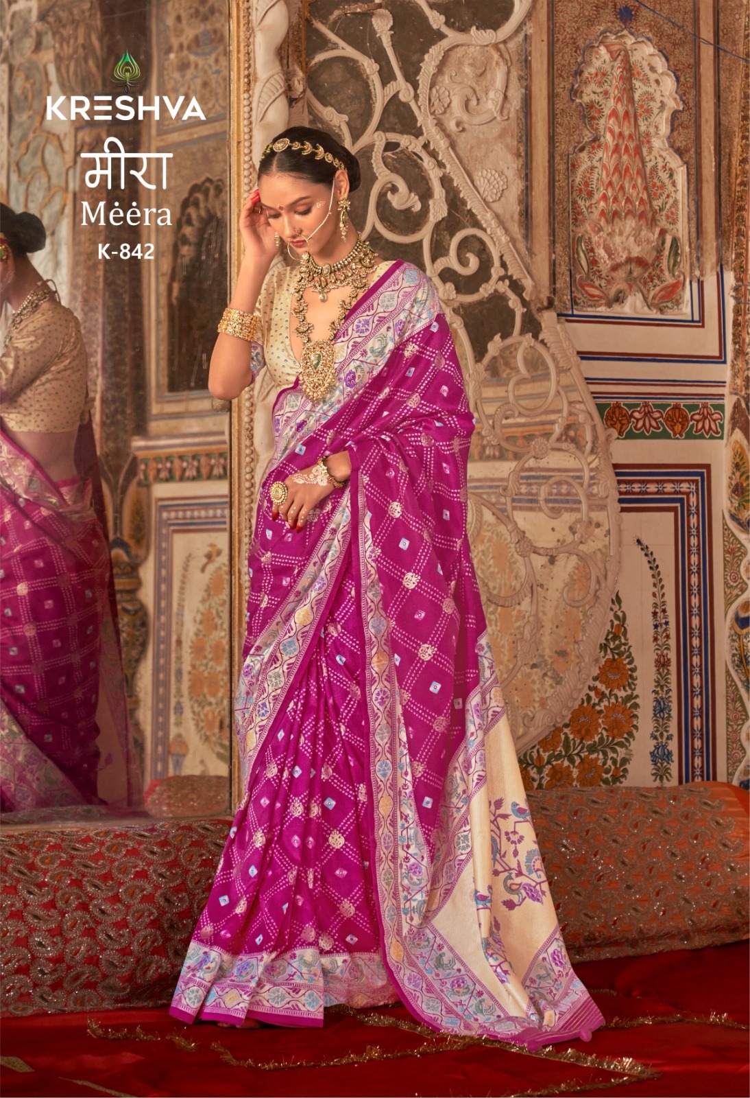 Premium Bandhani Paithani Silk Saree in Rich Magenta