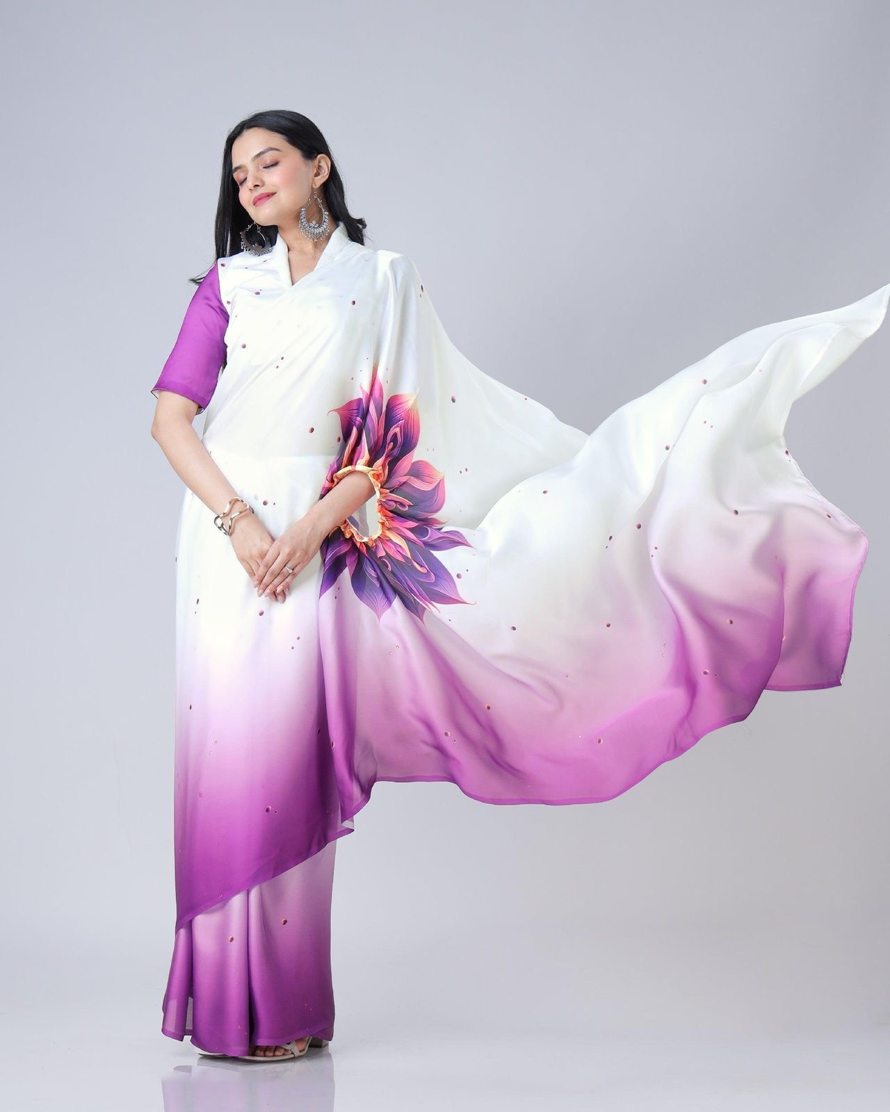 Summer Special Ready-to-Wear Digital Print Saree in Japan Satin 