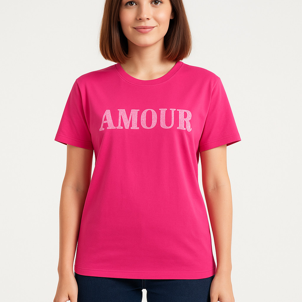 Pink “AMOUR” T-Shirt – Bold & Minimal French-Inspired Cotton Tee