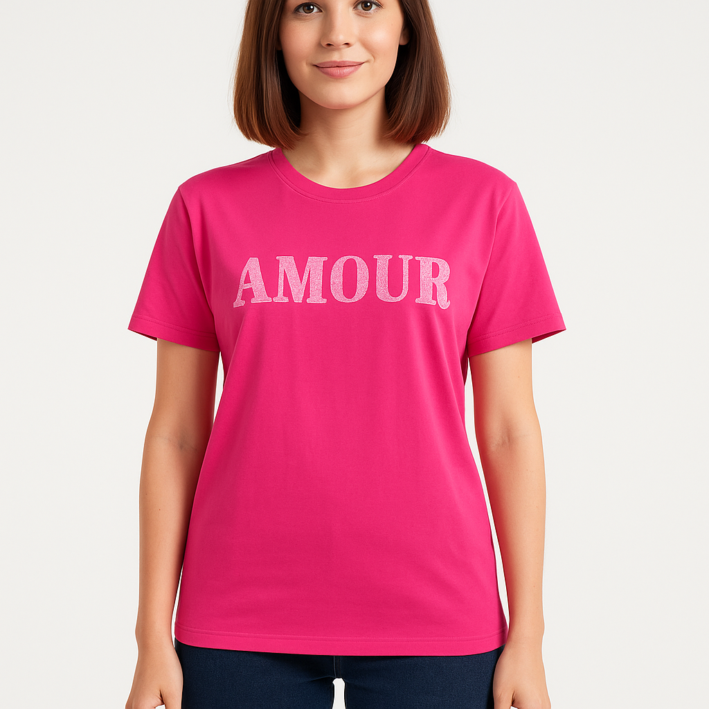 Pink “AMOUR” T-Shirt – Bold & Minimal French-Inspired Cotton Tee