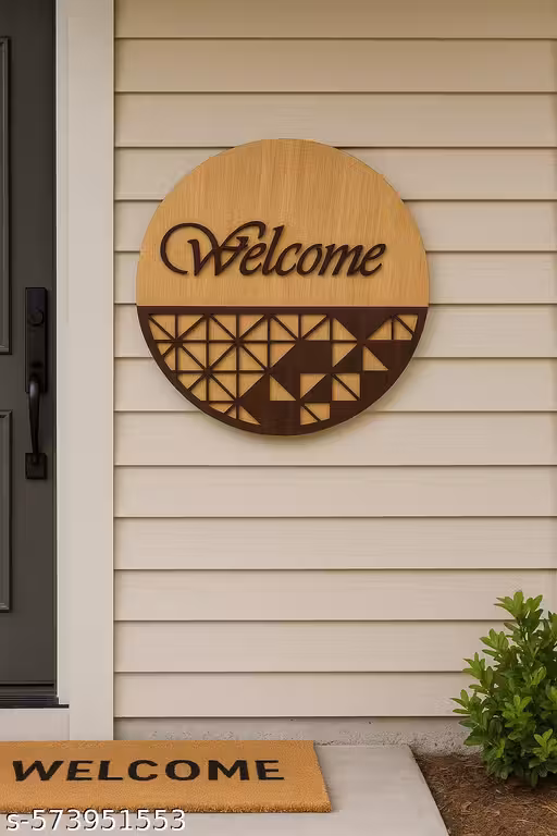 Door 3D Welcome Sign Board – Wooden Wall Hanging Decor (12 Inch)
